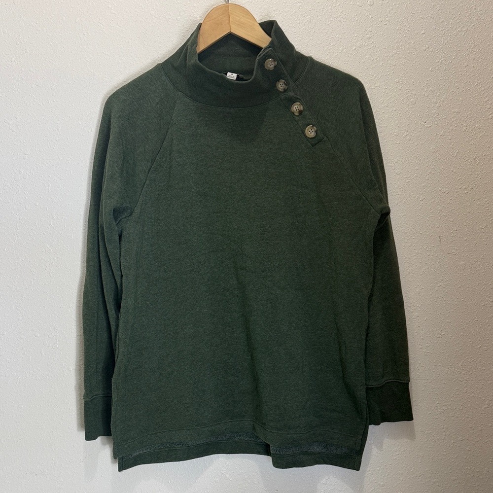 J.Crew Green Button-Up Neckline Sweater, Size S